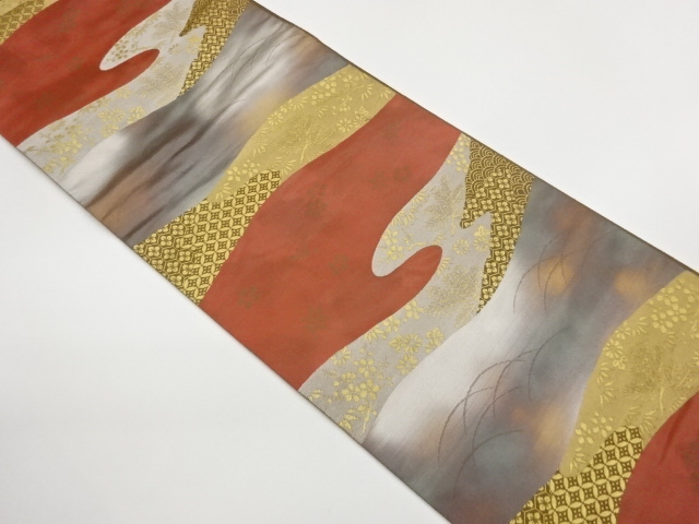 JAPANESE FUKURO OBI / WOVEN FLORAL PLANTS